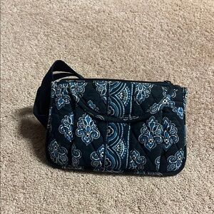 Vera Bradley Black and Blue Crossbody Bag with Quilted Design